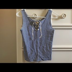 Striped tie-up tank top
